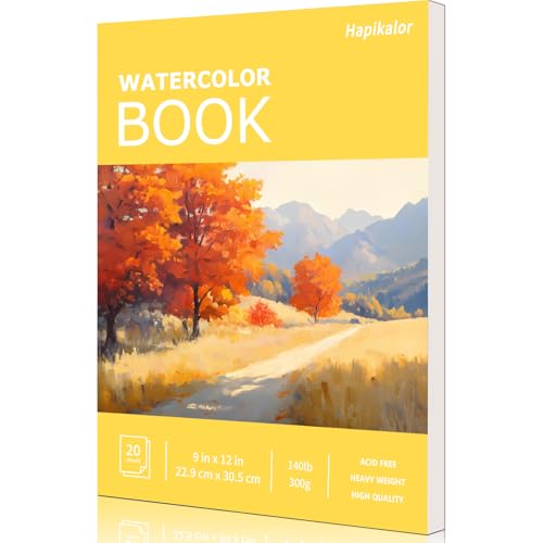 Hapikalor 9"x12" Watercolor Paper, 140lb/300gsm Water Color Paper, Yellow | Artist Painting Drawing Paper Book, Art Supplies for Adults Kids, Watercolors, Watercolor Paint Set, Sketchbook, Journal - color: Yellow, size: 9" x 12" Pad