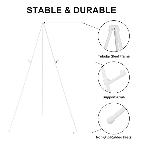 Display Easel Stand for Wedding Sign & Poster 63'' Portable Art Easel for Floor Adjustable Metal Easel White - style: White