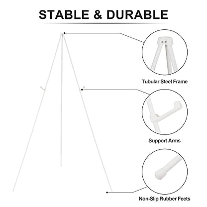 Display Easel Stand for Wedding Sign & Poster 63'' Portable Art Easel for Floor Adjustable Metal Easel White - style: White