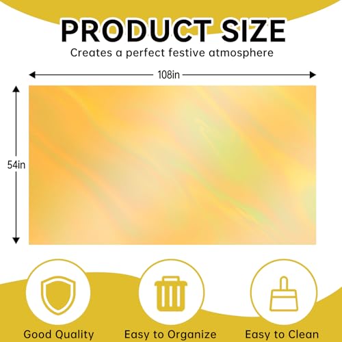 4 Pack Iridescent Gold Plastic Tablecloths Laser Table Covers Shiny Holographic Foil Tablecloth Disposable Rectangle Table Covers for Birthday Wedding Christmas Holiday Party Decorations 54x108 Inch - color: Gold
