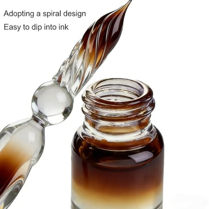 Glass Dip Pen Set,Calligraphy Pen,Crystal Signature Pen for Art, Writing, Signatures -Decoration and Business Gift