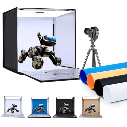 Photo Studio Light Box, 24"x24" Professional Dimmable Portable Photo Box with 240 LEDs Lights & 4 Kinds Double-Sided Color Backgrounds for Product Photography - size: 24 x 24 inches
