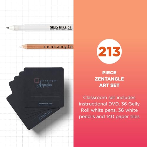 SAKURA Zentangle Apprentice Classroom Pack, Black Tiles, 213 Piece - size: Apprentice Classroom Pack #2