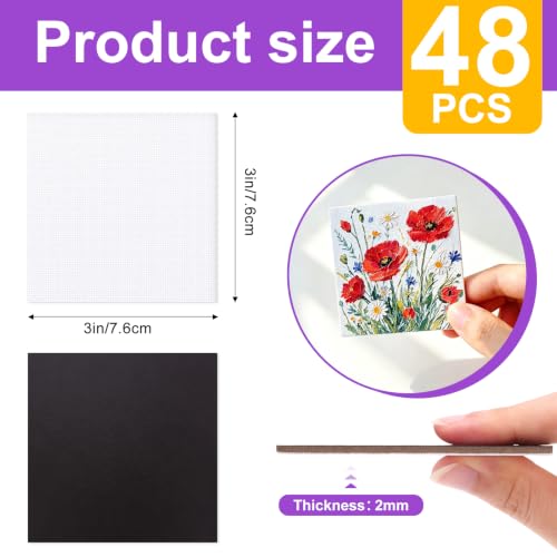ESRICH 48Pack 3x3IN Square Mini Canvas Magnets, Small Magnetic Paint Canvas