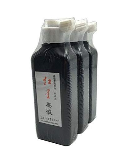 Easyou Redstar Liquid Ink for Professioanl Traditional Calligraphy and Brush Painting (Black&3pcs*180ML) - color: Black&3pcs*180ml