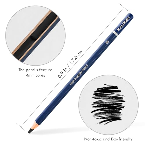 KALOUR PDAS Professional Drawing Pencils for Sketching – 6 pcs Matte Graphite Pencil Set (HB–12B), Sketch Pencil Set for Drawing, Shading & Artists