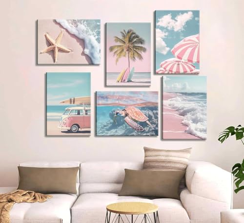 EIBEILI Diamond Art Kits for Adults-6P Pink Beach Diamond Painting Kits - color: DP03804