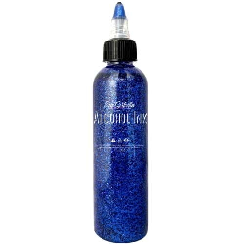 Premium Alcohol Ink|Metallic or Glitter Vibrant|High Saturated Unique Colors|4oz|for Tumblers,Coasters,Resin Dye,Alcohol Ink Paper,Yupo,Resin Petri Dish|by Ezgi Sertcetin (Glitter Royal Blue) - color: Glitter Royal Blue