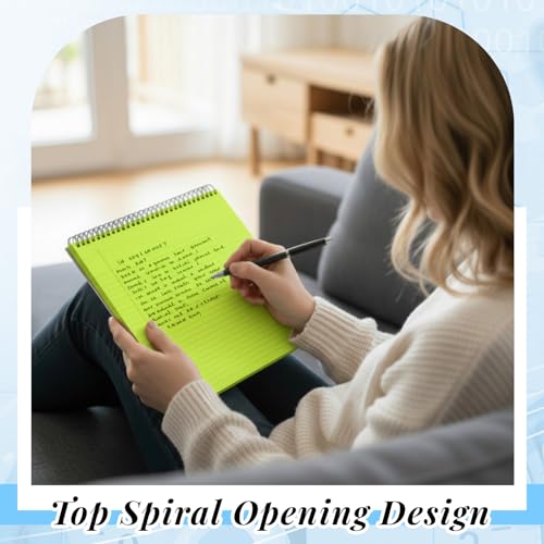 4 Landscape Legal Pad 11 x 9.5 College Ruled Top Spiral Horizontal Notebook | 4 Neon Pads, 50 Sheets Each, Hole Punched Pages, Bright Color Coding for Classes, Projects, Daily Schedules and Subject Notes - color: Neon