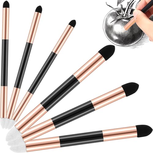 Kosiz 6 Pcs Blending Sponge Pen Rub and Buff Double Headed,Gold | Washable Reusable Sketching Blender Stumps for Artist Drawing, Highlight Shadow Detail Shading, Wipe Buff Art Tools - color: Gold