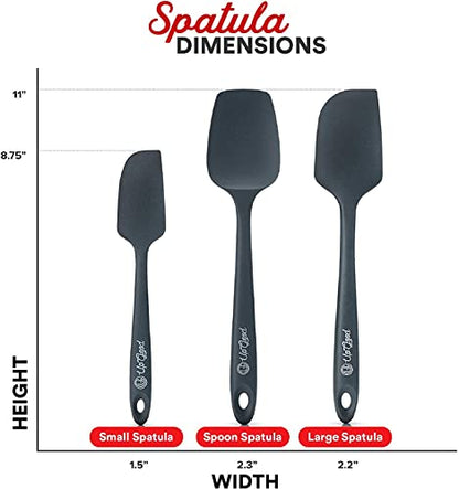 UpGood Silicone Spatula Set 600°F - High Heat Resistant Nonstick, Small and Large Kitchen Spatulas - Flexible BPA Free Professional Grade Cookware - Utensils for Cooking, Baking, Mixing(3 Pcs, Grey) - color: Gray, size: 3 Piece Set