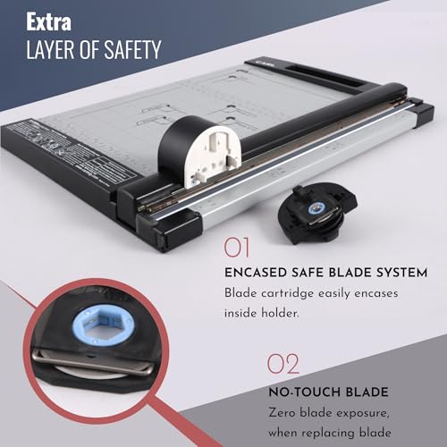 CARL Professional Rotary Paper Cutter with Clear Window – 12" Trimmer with Metal Base, Magnetic Guide, Calibrated Extension – Precise Paper, Label, Photo & Craft Cutting Tool - size: 12-inch