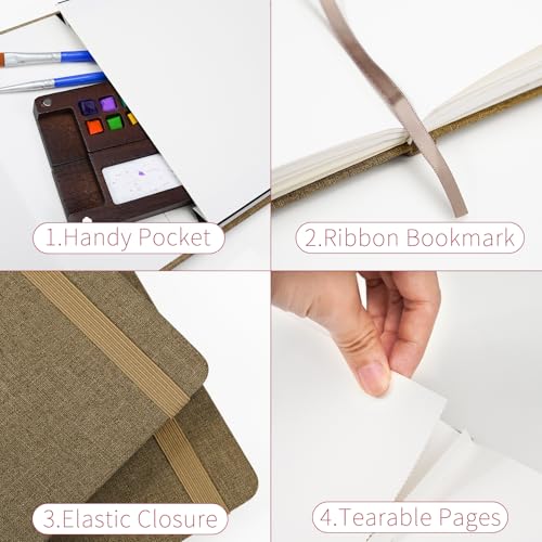 Vienrose Watercolor Sketchbook Journal 5.5x8.2 Inch 24 Sheets Brown - color: Brown, size: 5.5x 8.25 Inch