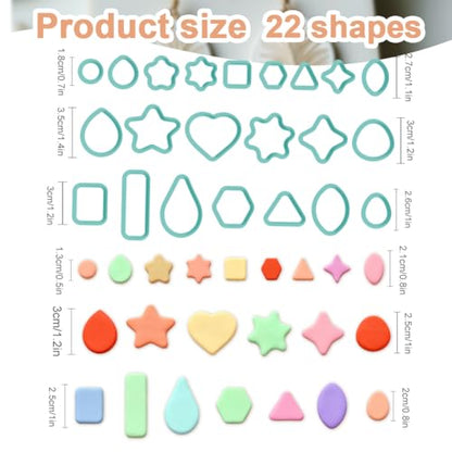 22pcs Basic Shape Polymer Clay Cutters Circle Square Triangle Pendant Earring Making Set Geometric Clay Tools for Jewelry Making Starter Kit - color: Basic Shape