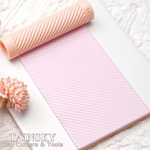 TAINSKY 5 pcs Polymer Clay Texture Roller, Pottery Stamps for Polymer Clay Earrings Jewelry, Embossing Pottery Texture Rollers for Jewelry Making#2 - color: Basic Texture