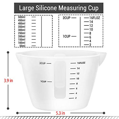 Gartful 500ml Large Silicone Measuring Cups, 2-Cup Resin Mixing & Pouring Cups for Epoxy, Resin Jewelry Making, Nonstick Reusable Craft Measuring Cups, 16 oz, Set of 2 - size: XL-500ml*2