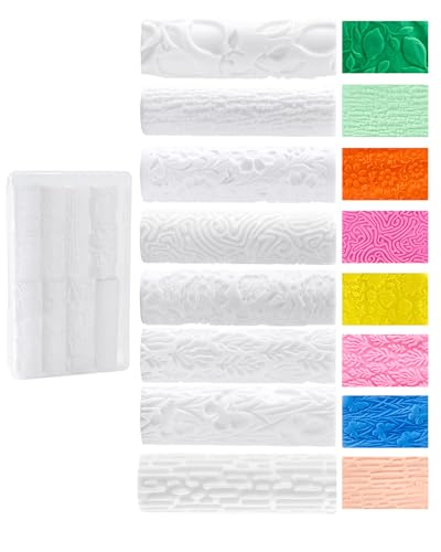 UCEC 8 Pcs Forest Polymer Clay Texture Roller for Earrings Making 3.15"