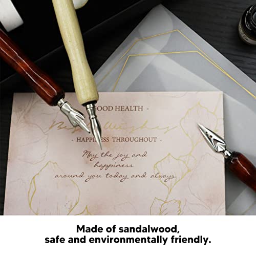 Pissente Nib Pen Holder Set, Pack of 10 Comfortable Grip Smoother Comic Dip Wooden Pen Nib Holder for Beginners Professional Art Painting English Calligraphy and Comic Creation(Mahogany) - color: Mahogany