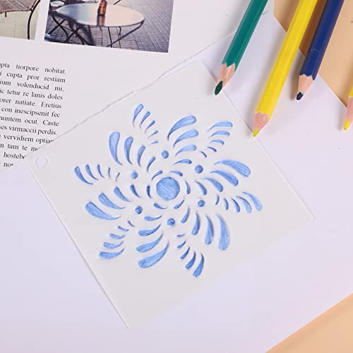 56 Pcs Mandala Stencils, 3.6 x 3.6 Inch Reusable Painting Templates | Pet Material, Smooth Edges, Reusable Mandala Designs, Washable, for Wood, Rock, Fabric, Walls, Window, Cards and Drawing - style: Small Mandala Stencils