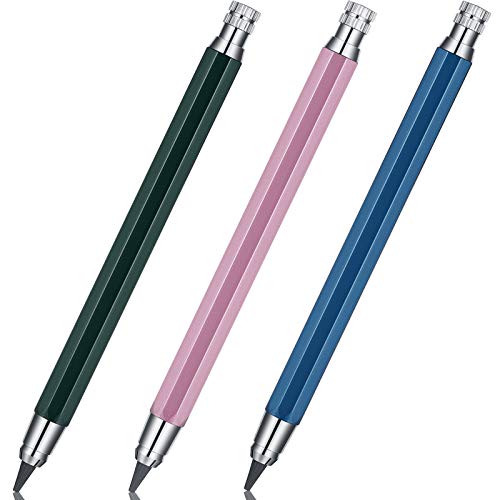 3 Pcs 5.6 mm Lead Holder Mechanical Pencils Sketch up Automatic Clutch Graphite Pencil with Built-in Sharpener Lead Pencil For Construction, Draft Drawing, Crafting, Art Sketching(Pink, Green, Blue) - color: Pink, Green, Blue