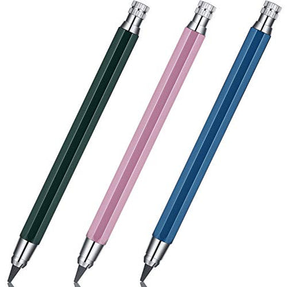 3 Pcs 5.6 mm Lead Holder Mechanical Pencils Sketch up Automatic Clutch Graphite Pencil with Built-in Sharpener Lead Pencil For Construction, Draft Drawing, Crafting, Art Sketching(Pink, Green, Blue) - color: Pink, Green, Blue