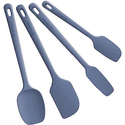 ChefAide 4 Pieces Silicone Spatula Set, Food Grade Rubber Spatula, Upgrade Strong Handle with Ergonomic Grip, Heat Resistant for Nonstick Cookware, Cooking - color: Blue, size: 4 pieces