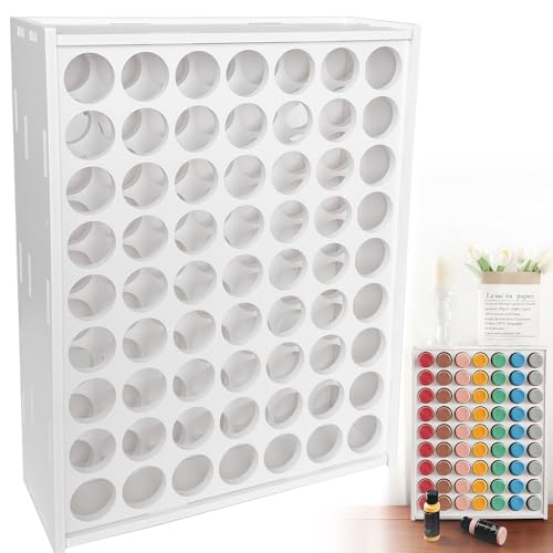 paint organizer, 63 holes acrylic paint organizer, craft storage and Apple Barrel vertical storage, for 2oz Craft Paints, Wall-mounted - color: 1pcs