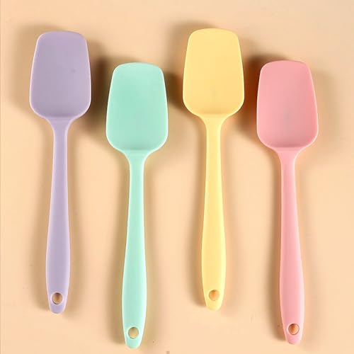4 PCS,7.8Inch Silicone Spatulas Rubber Spatula Small Spatula Baking Mini Spatula Mixing Tool for Nonstick Cookware (4 colors) - color: 4 colors