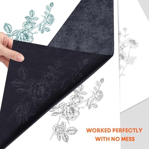 PSLER 100 Sheets Carbon Transfer Paper - Tracing Paper & 3 Embossing Stylus | Use with Carbon Paper, Dark Carbon Copy Paper for DIY Woodworking, Canvas, Art Crafts, Pattern Transfer & Drawing Surfaces - size: A4 (100 Sheet with 3PCS Embossing Stylus)