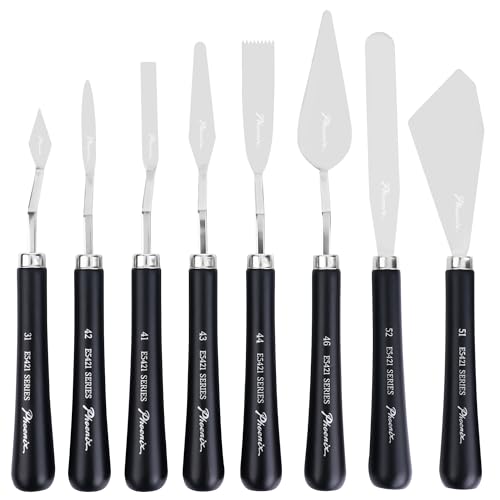 PHOENIX Flexible Palette Knife Set - 8 Stainless Steel Painting Knives with Gift Box, Art Knife with Wood Handle, Paint Spatula for Oil Acrylic Paint