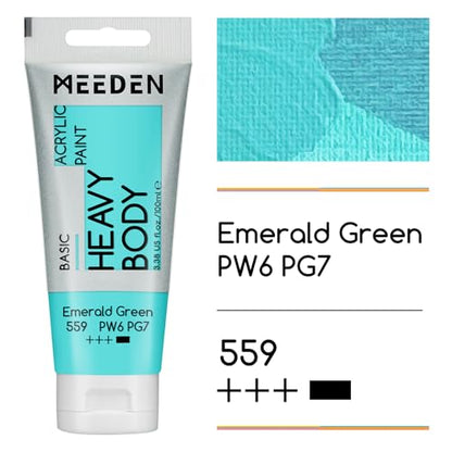 MEEDEN Acrylic Paint Emerald Green: 100ml/3.38oz x 2 with Titanium White - color: Emerald Green, size: 2 Tubes