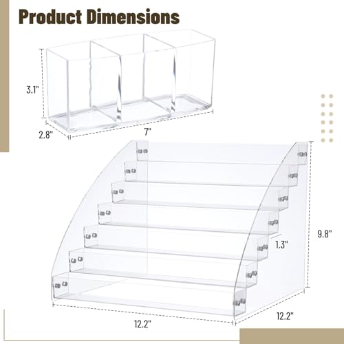 7-Tier Acrylic Paint Organizer, 3-Slot Pen Holder Art Supply Storage Rack