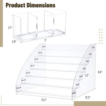 7-Tier Acrylic Paint Organizer, 3-Slot Pen Holder Art Supply Storage Rack