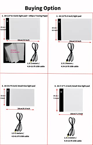 Ultra-Thin A5 Portable LED Light Box Tracer w/USB Cable Dimmable Brightness LED Artcraft Tracing Light Box Light Pad for Artists Drawing Sketching Animation Stencilling X-ray Viewing - style: A5 (9.5*6 inch) Small Size light pad