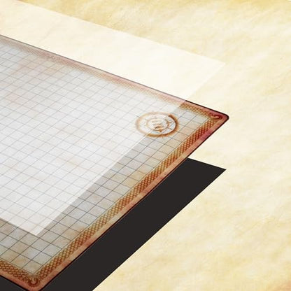 ENHANCE Deluxe DND Map - 3 Foot (36x24in) RPG Grid Mat with Premium Rubber, Non-Slip Grip, No Creasing - Dry Erase DND Mat Set for Masters and Starters, Erasable Parchment with Travel Pouch, Markers