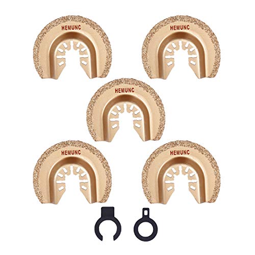 Oscillating Tool Blades, HEMUNC 5pcs Universal Semicircle Carbide Oscillating Multitool Saw Blades Accessories kit - size: 5PACK SEMICIRCLE CARBIDE