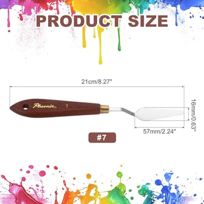 MECCANIXITY Pack of 1 Palette Knife No.7, 8.3" Long Palette Knives with Stainless Steel Flexible Spatula Pallet Knife and Wood Handle for Scraping, Mixing, Oil Acrylic Painting Canvas - style: No.7