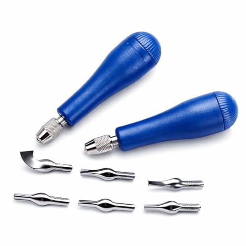 Falling in Art Block Cutters with 6 Type Blades &2 Plastic Storage Handles - style: 6 Type Blades &2 Handles
