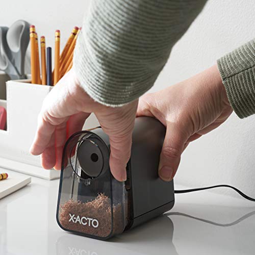 X-ACTO Pencil Sharpener, Mighty Mite Electric Sharpener, with Pencil Saver®, SafeStart® Motor, Black, 1 Count - Home, Office, School, Teacher Supplies (Pack of 3) - size: Pack of 3