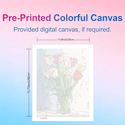 Gemozaic Tulip Paint by Numbers Kit for Adults, Rolled Canvas, 12 x 16 in - color: MT22995