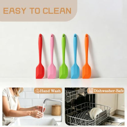 Silicone Spatula Heat Resistant 8.5 inch Small Rubber Spatulas Cooking Utensil Set Non-Stick Flexible Rubber Cooking Gadget For Cake/Cream/Pastry/Butter/Batter Mixing/Cooking-(5 Pieces)