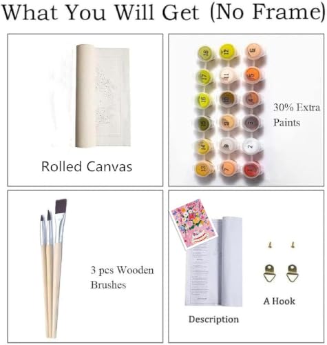 ZRIZQ Flowers Paint by Numbers Kit for Adults Beginner,Birthday,16x20 | Full set with wooden brushes,rolled canvas,rich paints.Calming activity.Beginner friendly.Just open and paint. - color: 16"X20"Rolled Canvas-Birthday Flowers