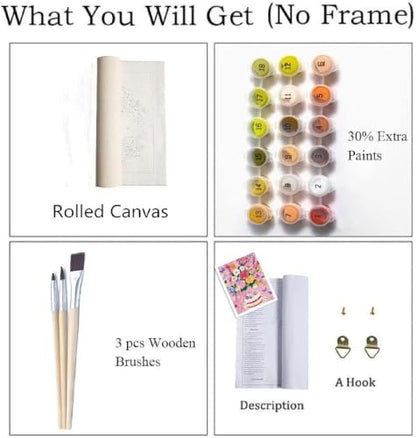 ZRIZQ Flowers Paint by Numbers Kit for Adults Beginner,Birthday,16x20 | Full set with wooden brushes,rolled canvas,rich paints.Calming activity.Beginner friendly.Just open and paint. - color: 16"X20"Rolled Canvas-Birthday Flowers