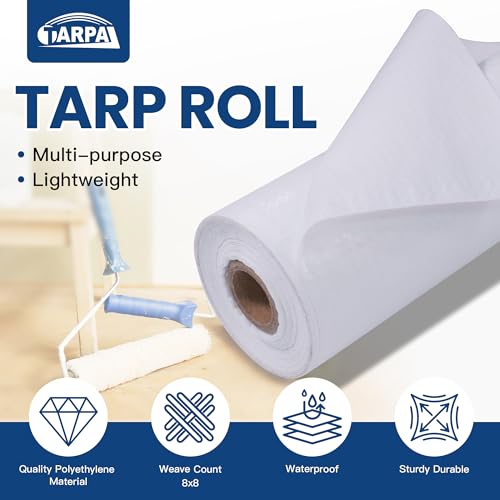 TARPAL 3x200 Feet White Tarp Roll 5mil Waterproof Poly Tarps Multipurpose | Tarp Cover Dustproof, Tear resistant for Decoration, Greenhouse, Painting, Home use - color: White Tarp Roll, size: 3x200 Feet Tarp Roll-Finished size