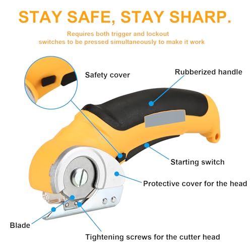 Electric Scissors 4.2V Cordless Cardboard Cutter with Safety Lock | Rotary scissors, Rechargeable Powerful Fabric Cutter, rotary cutter for fabric Cardboard Carpet Leather