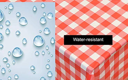 Neatiffy 54 x 108 Inch 6 Pack Rectangle Plastic Table Cloth Picnic/Camping/Party/Banquet Table Cover Disposable/Reusable Tablecloths (Red Checkered) - color: Red Checkered