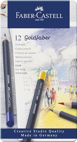 Faber-Castell Creative Studio Goldfaber Wood Cased Color Pencils - Tin of 12 Colors - size: 12 Count (Pack of 1)