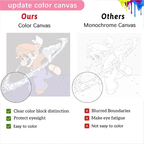 4 Pack Cartoon Paint by Numbers for Kids with Framed Canvas - Wooden Easel - color: MT11763+MT11764+MT11765+MT11766