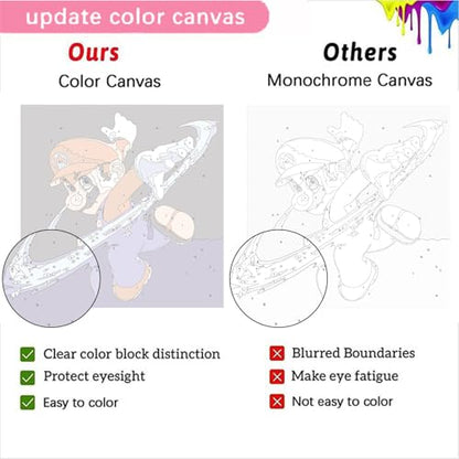 4 Pack Cartoon Paint by Numbers for Kids with Framed Canvas - Wooden Easel - color: MT11763+MT11764+MT11765+MT11766
