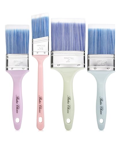 Bates 4Pack Plastic Handle Paint Brushes - Pastel Colors, Stain, Furniture & Wall Painting - color: Pastel Plastic Handle, size: 4 Pack, 1.5", 2", 2.5", 3"